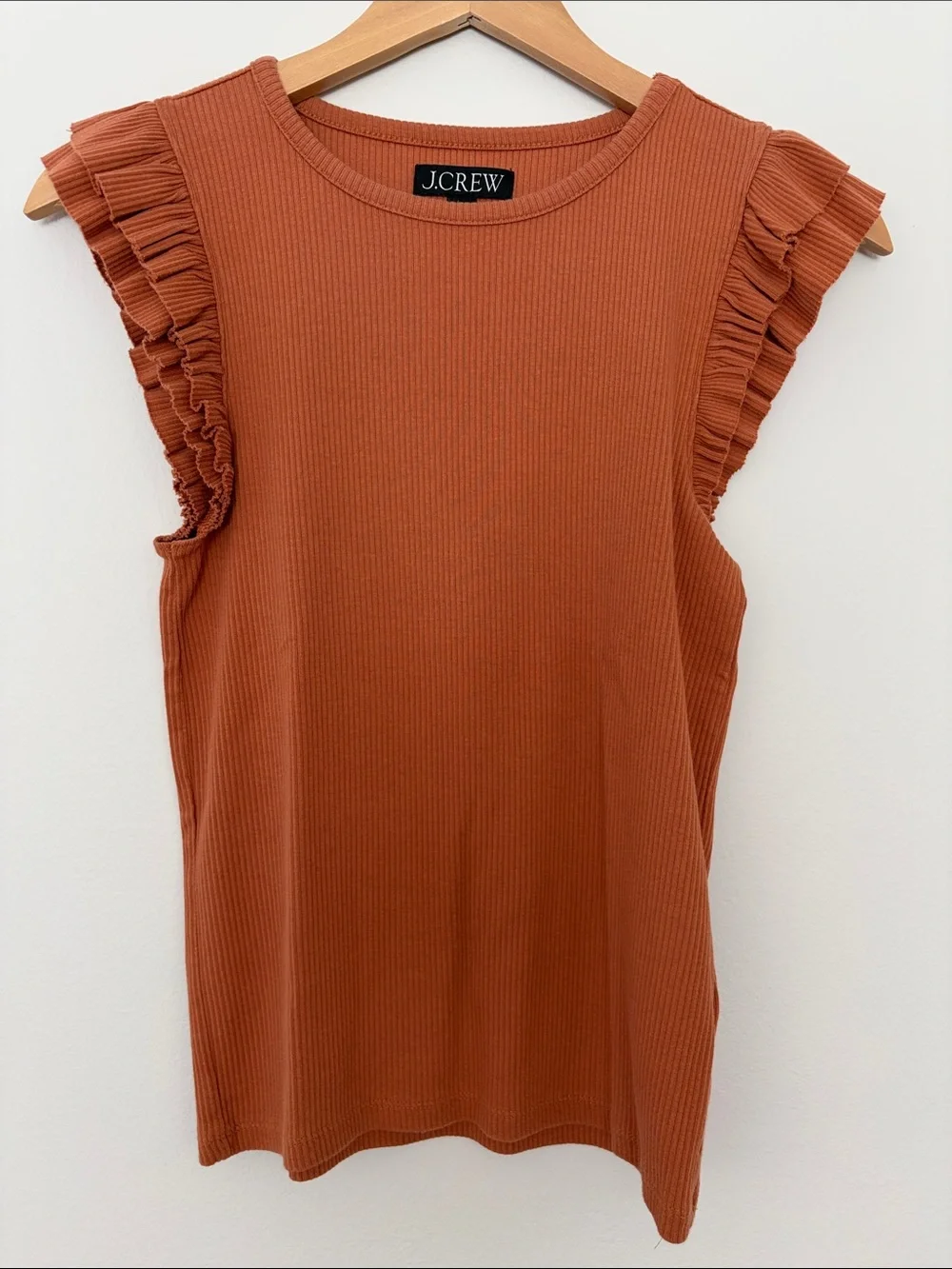 J. Crew Vintage Rib Ruffle-Sleeve Shirt
